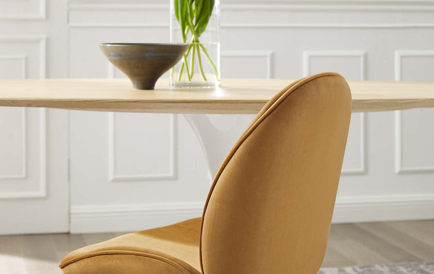 Syrah Black Powder Coated Steel Leg Performance Velvet Dining Chairs Set of 2 in Cognac