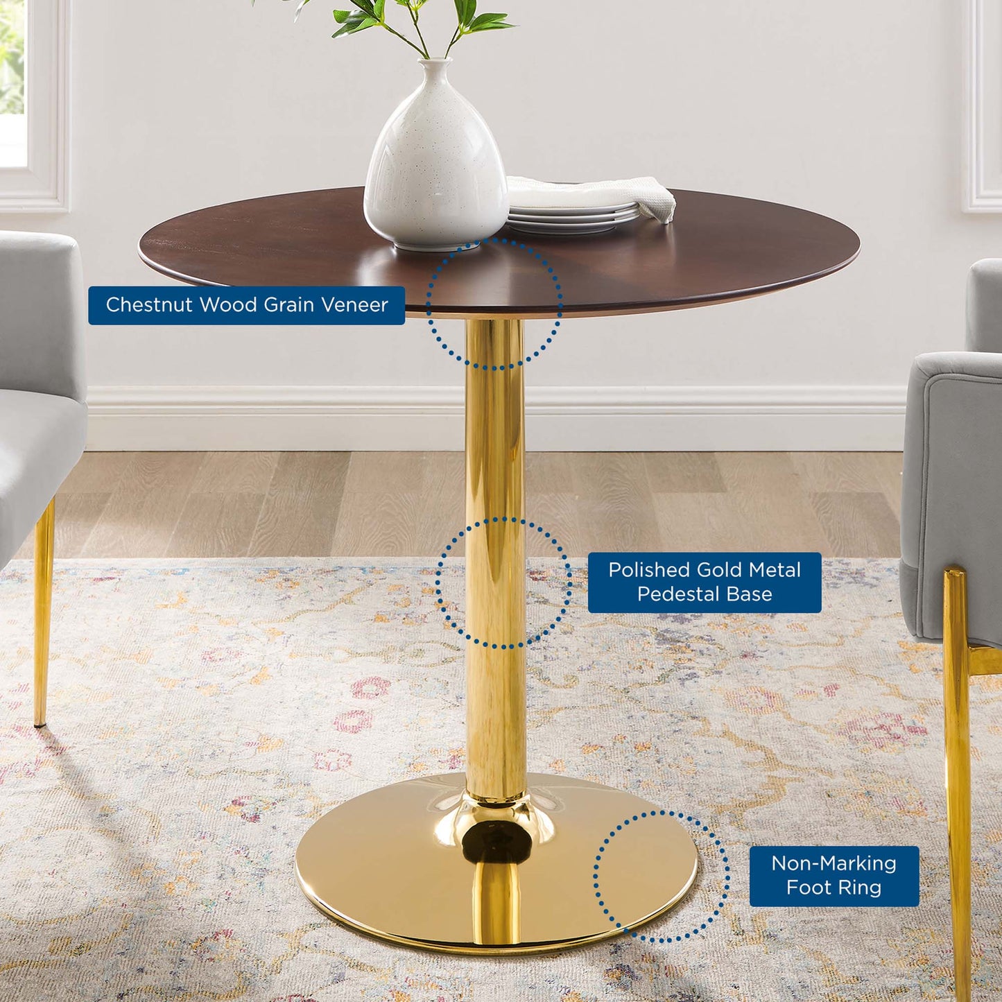 Theo 35" Dining Table in Gold Cherry Walnut