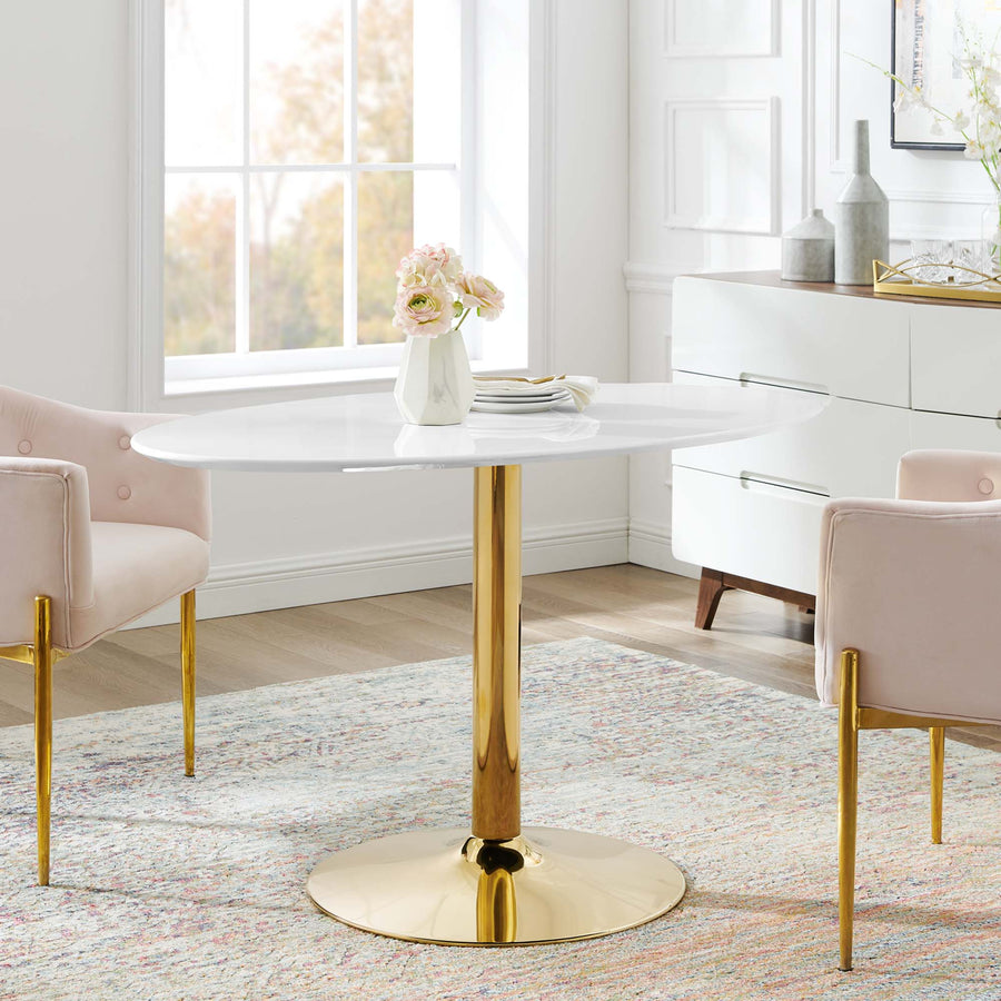 Theo 48" Oval Dining Table in Gold White