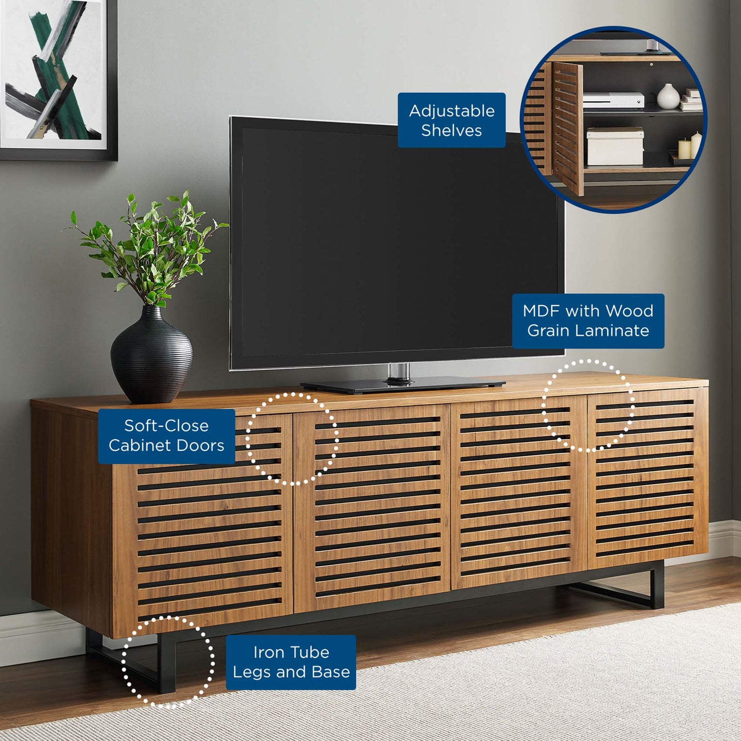 Geiranger 73" TV Stand in Walnut