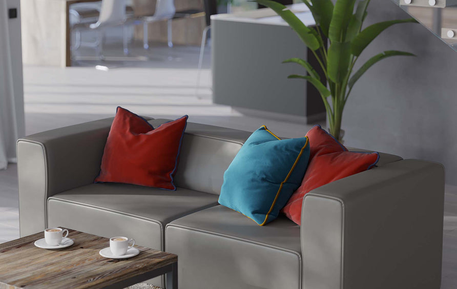 Pike 2-Piece Vegan Leather Sectional Sofa Loveseat in Gray