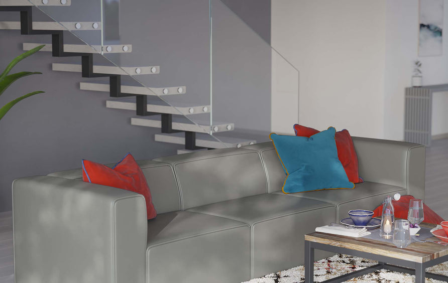 Pike 3-Piece Vegan Leather Sectional Sofa in Gray