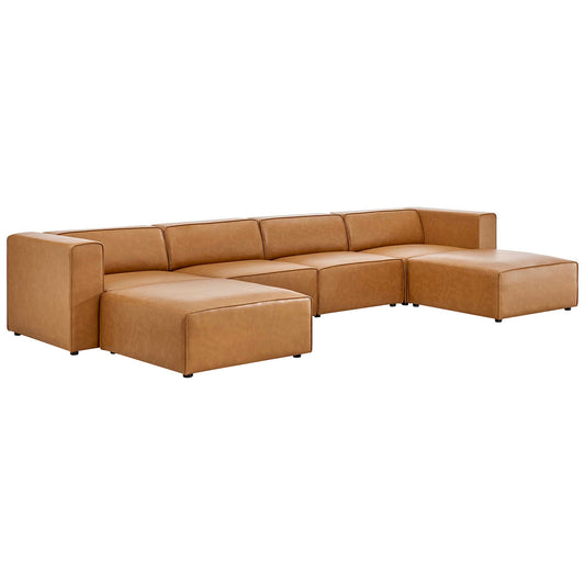 Mingle 4-Piece Vegan Leather Sofa and 2 Ottomans Set by Furniture For America