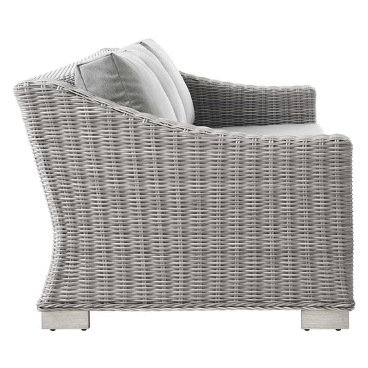 Conway Outdoor Patio Wicker Rattan Sofa by Furniture For America