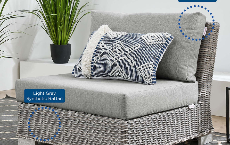 Harlow Outdoor Patio Wicker Rattan Armless Chair in Light Gray Gray