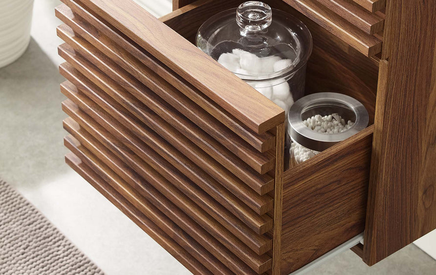 Vera 18" Wall-Mount Bathroom Vanity Cabinet (Sink Basin Not Included) in Walnut