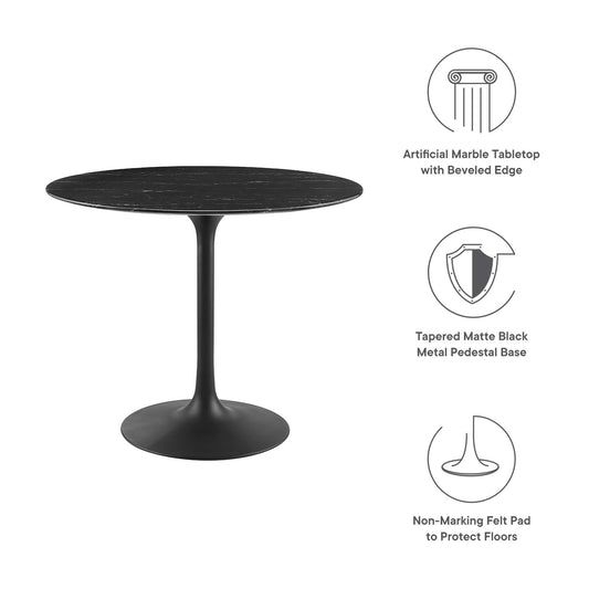 Lippa 36" Round Faux Marble Dining Table by Furniture For America