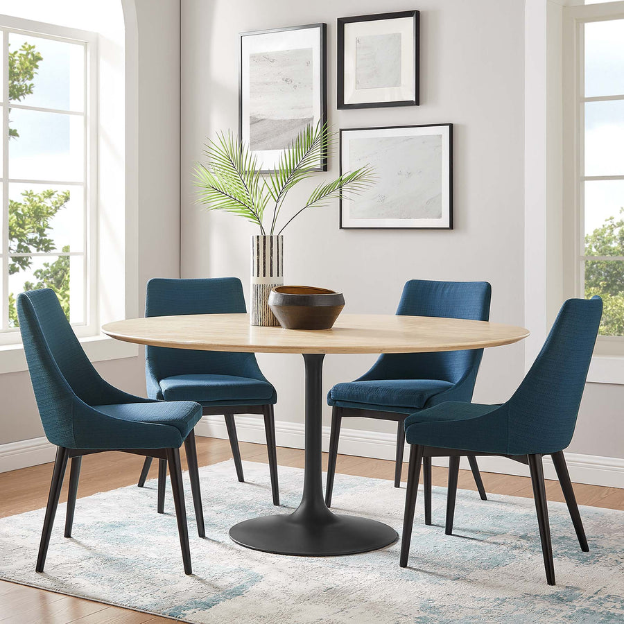 Lumen 60" Round Wood Dining Table in Black Natural