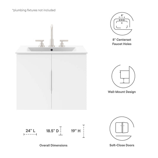 Vitality 24" Bathroom Vanity Cabinet (Sink Basin Not Included) by Furniture For America