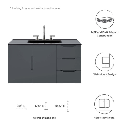 Vitality 36" Bathroom Vanity Cabinet (Sink Basin Not Included) by Furniture For America