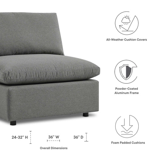 Commix Overstuffed Outdoor Patio Armless Chair by Furniture For America