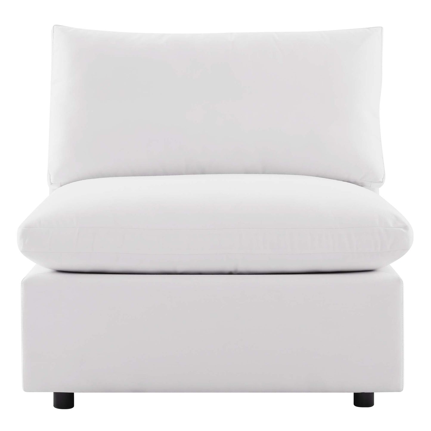 Linden Overstuffed Outdoor Patio Armless Chair in White
