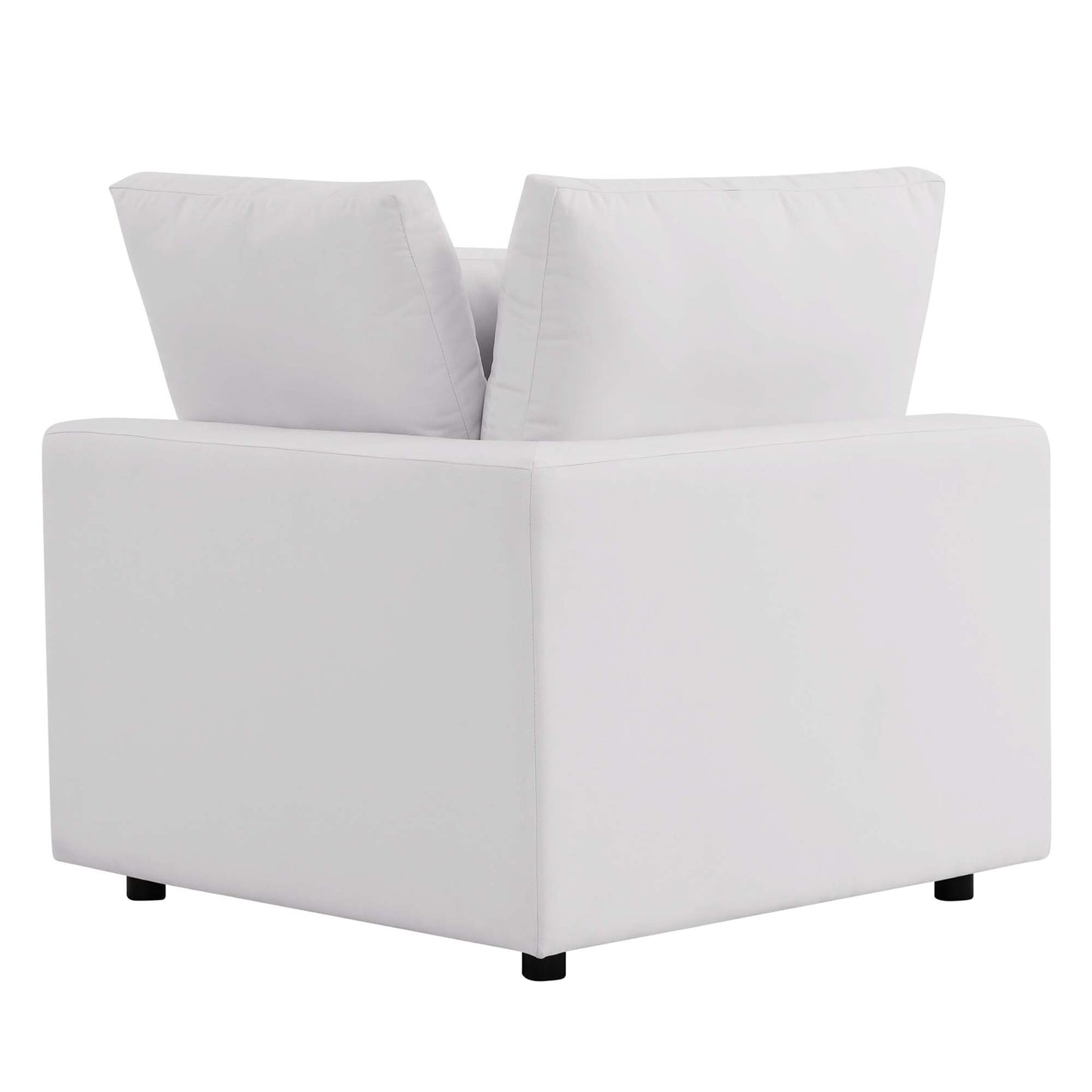 Linden Overstuffed Outdoor Patio Corner Chair in White