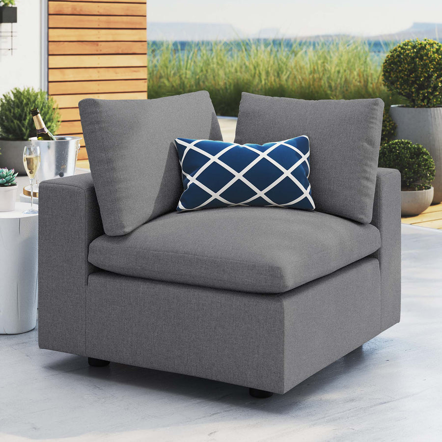 Linden Sunbrella® Outdoor Patio Corner Chair in Gray