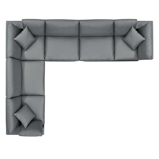 Commix 6-Piece Down Filled Overstuffed Vegan Leather Sectional Sofa by Furniture for America