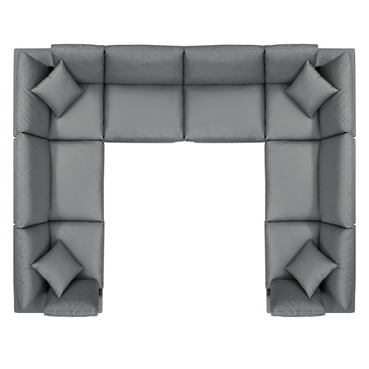 Commix 8-Piece Down Filled Overstuffed Vegan Leather Sectional Sofa by Furniture for America