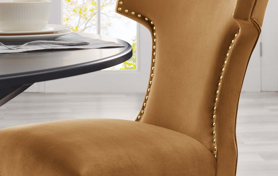 Spire Performance Velvet Dining Chairs Set of 2 in Cognac