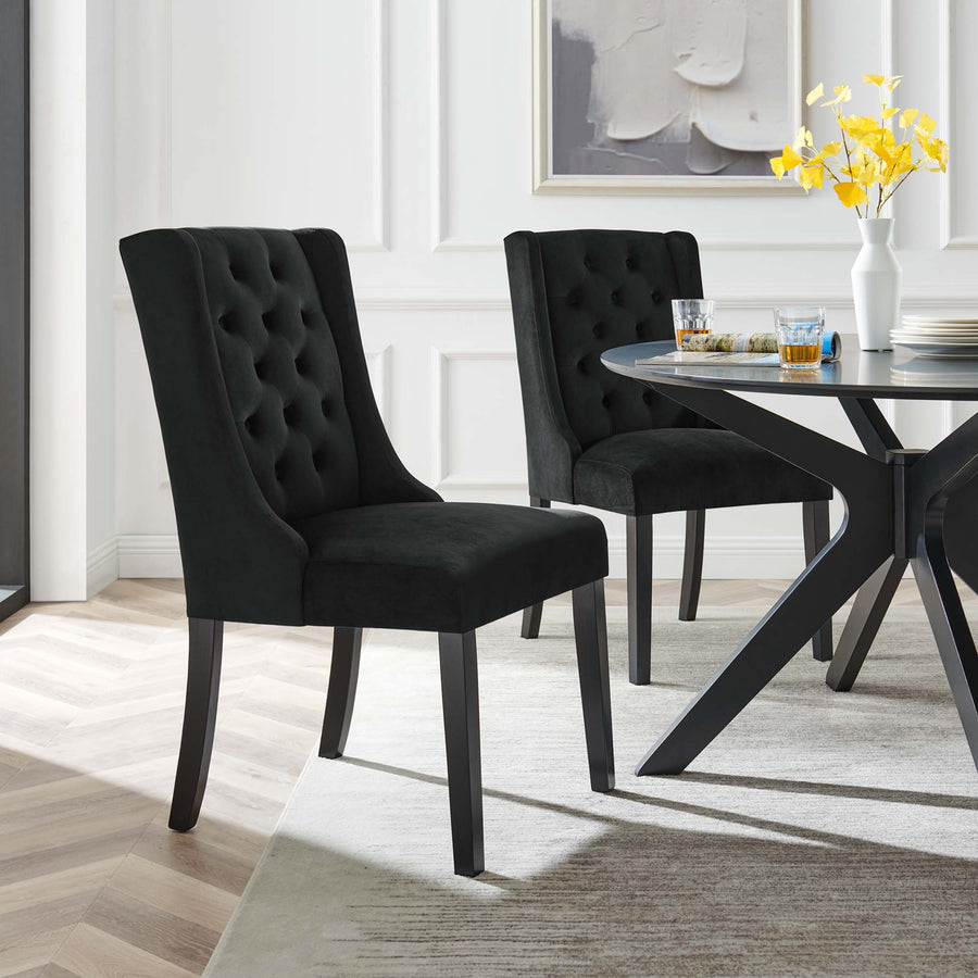 Ellison Performance Velvet Dining Chairs Set of 2 in Black