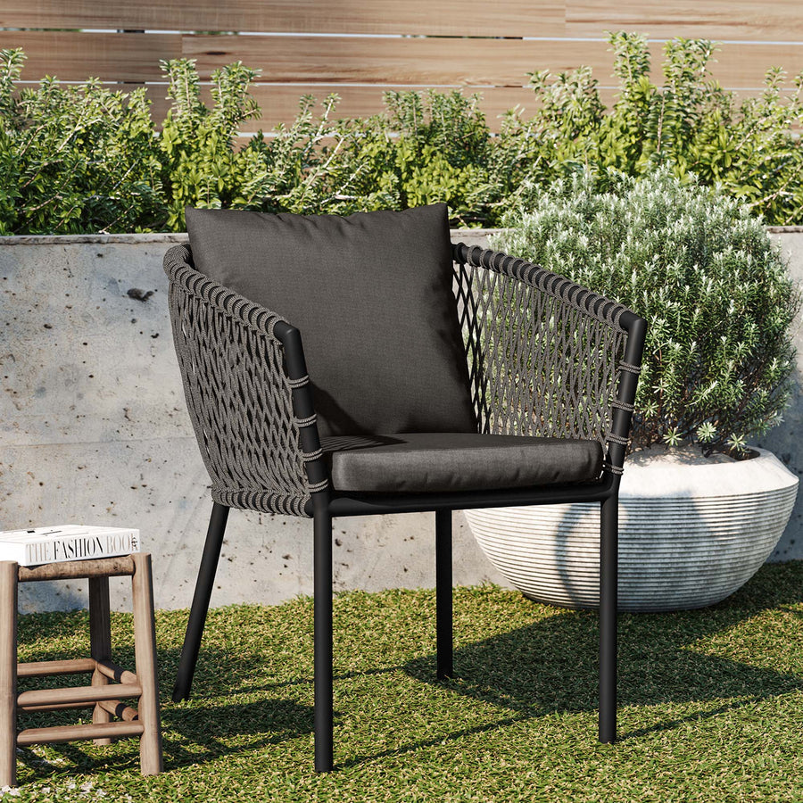 Spiddal Outdoor Patio Dining Armchair in Charcoal Charcoal