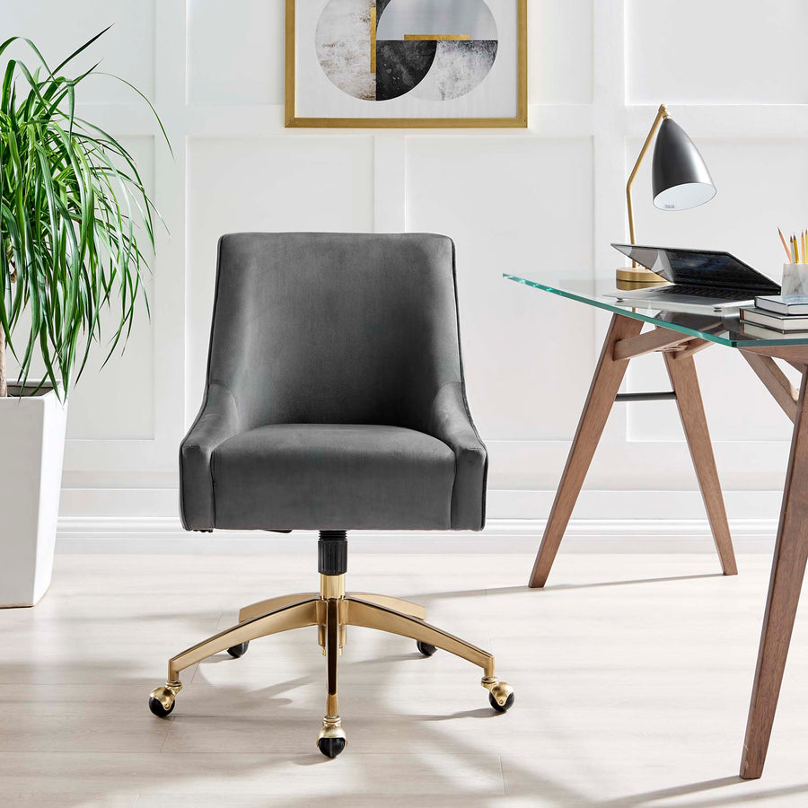 Pierce Performance Velvet Office Chair in Gray