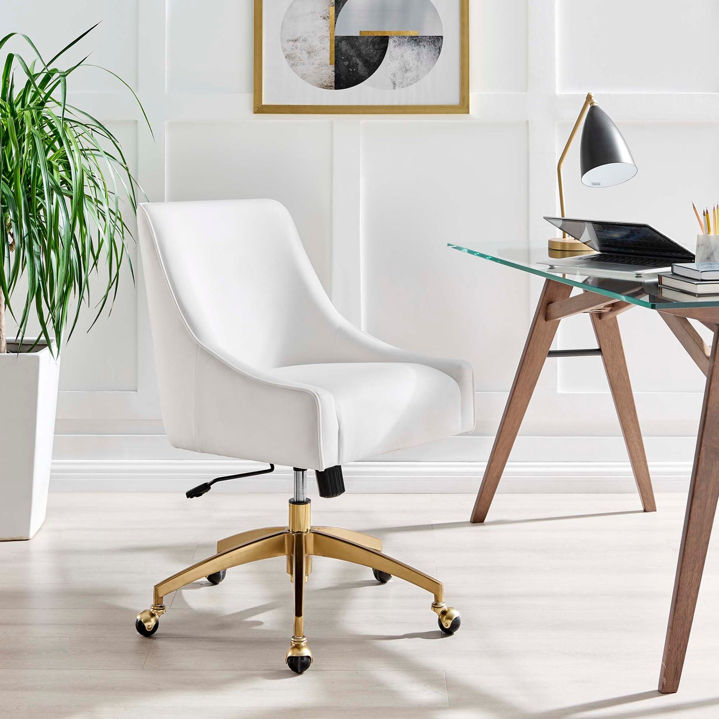 Pierce Performance Velvet Office Chair in White