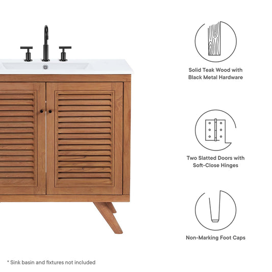 Birdie 36" Teak Wood Bathroom Vanity Cabinet (Sink Basin Not Included) by Furniture For America