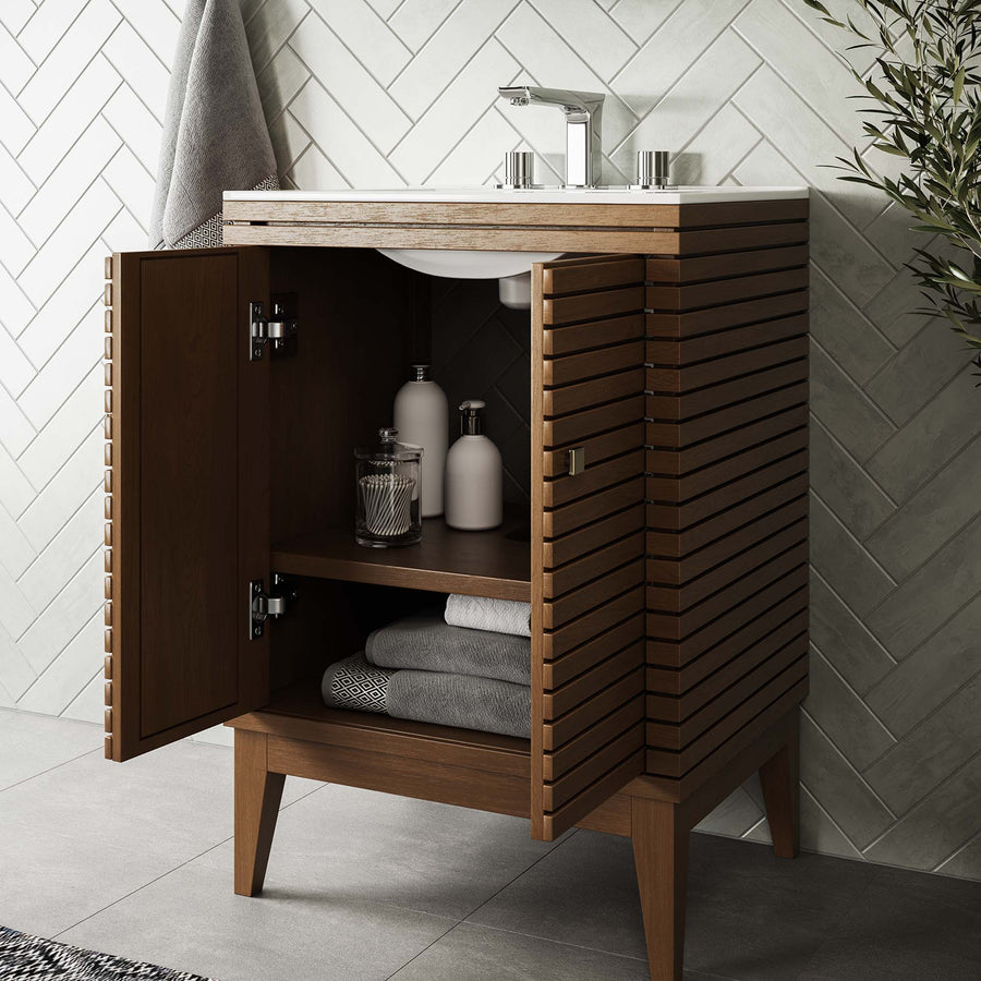 Hearth 24" Wood Bathroom Vanity Cabinet (Sink Basin Not Included) in Walnut