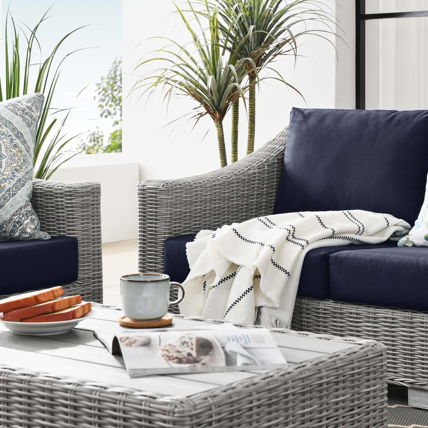 Conway 4-Piece Outdoor Patio Wicker Rattan Furniture Set by Furniture For America