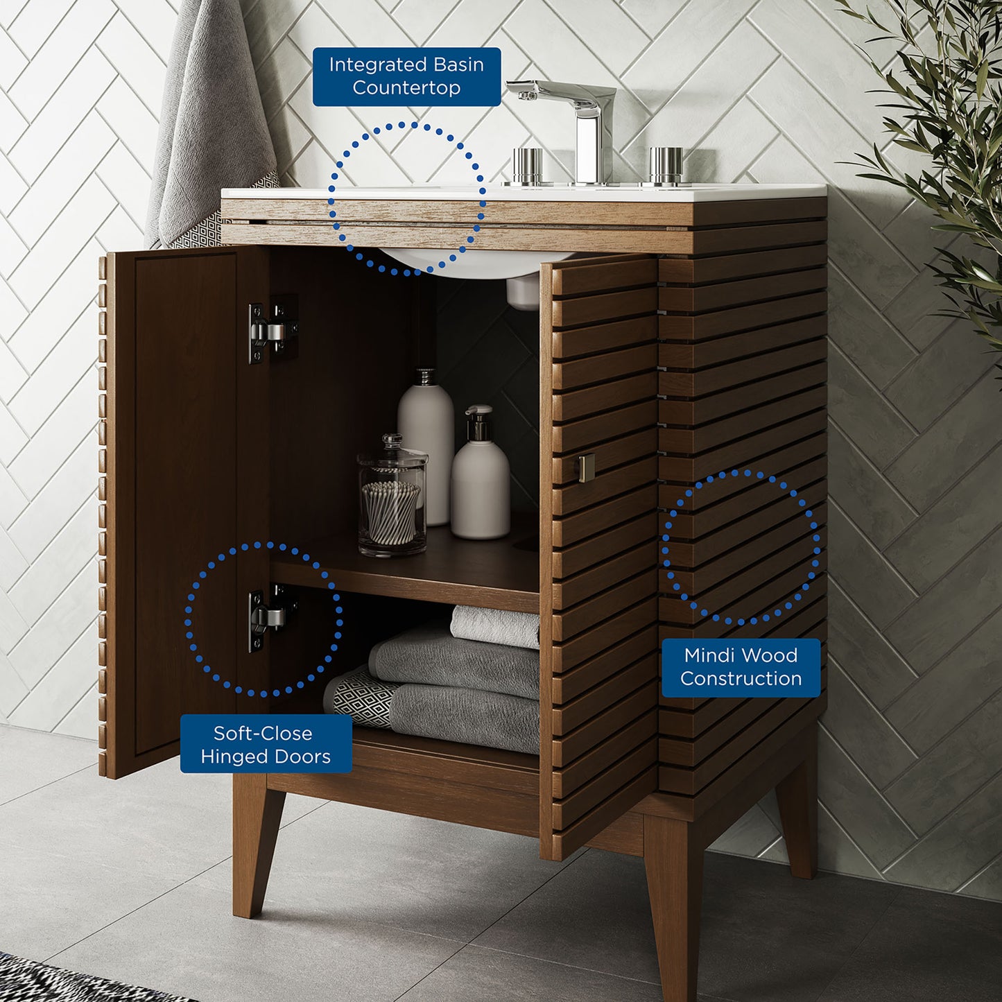 Hearth 24" Bathroom Vanity in Walnut White