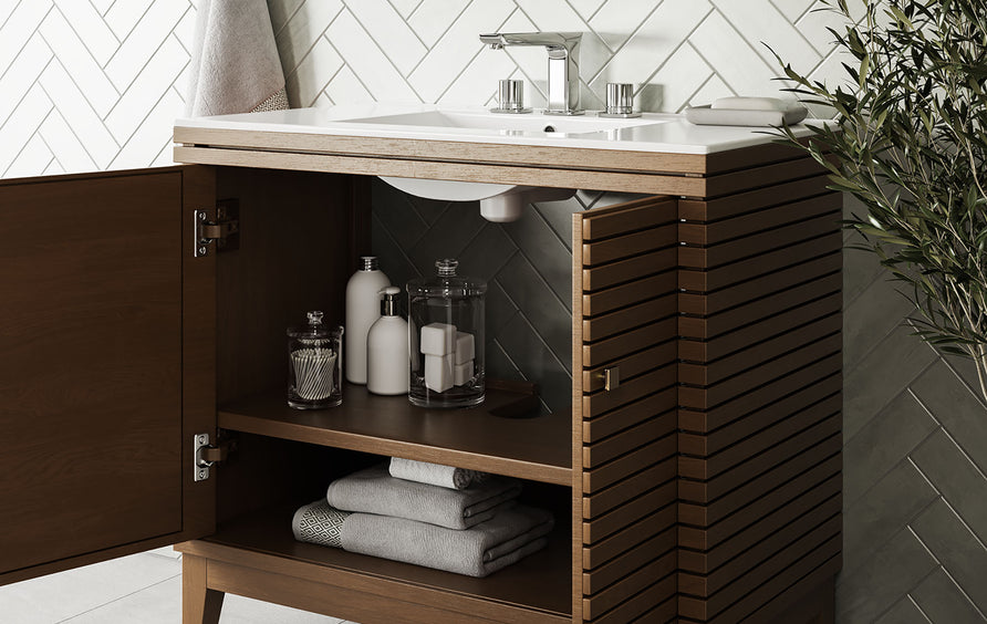 Hearth 36" Bathroom Vanity in Walnut White