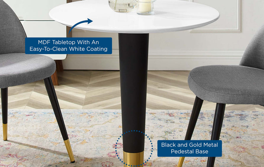 Larch 28" Dining Table in Gold White
