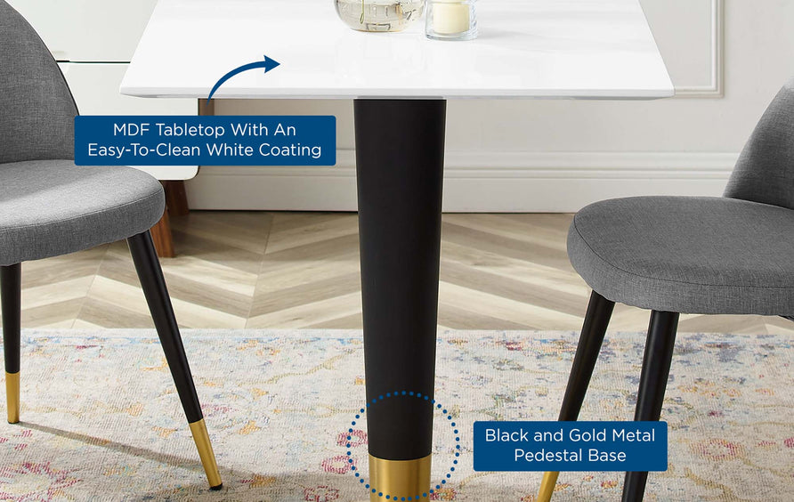 Larch 28" Square Dining Table in Gold White