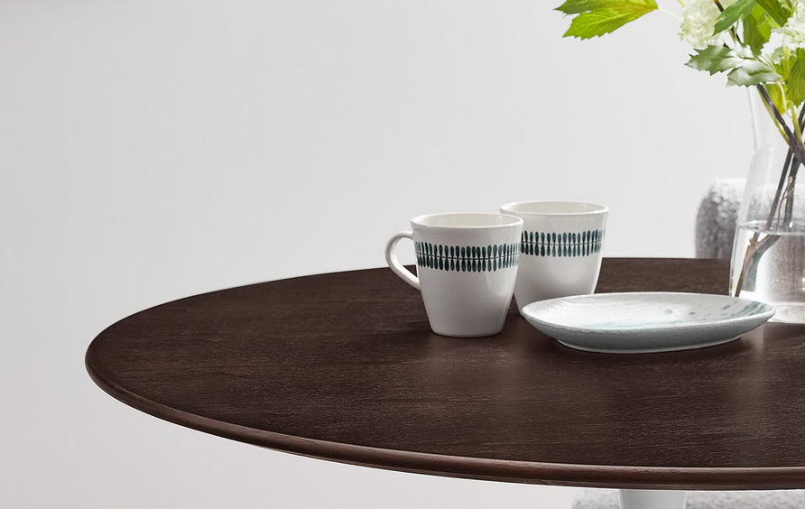 Lumen 36" Round Wood Dining Table in White Cherry Walnut