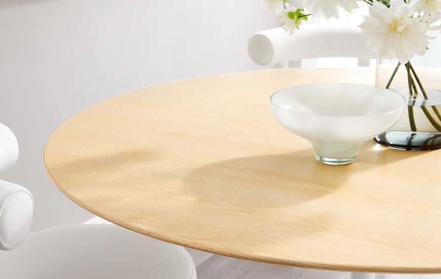Lumen 60" Round Wood Dining Table in White Natural