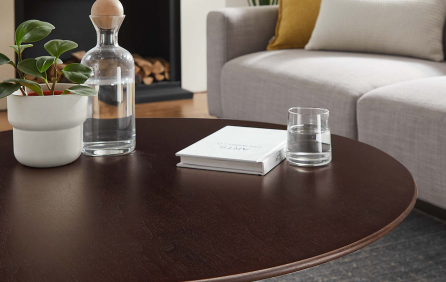 Lumen 36" Round Wood Coffee Table in White Cherry Walnut