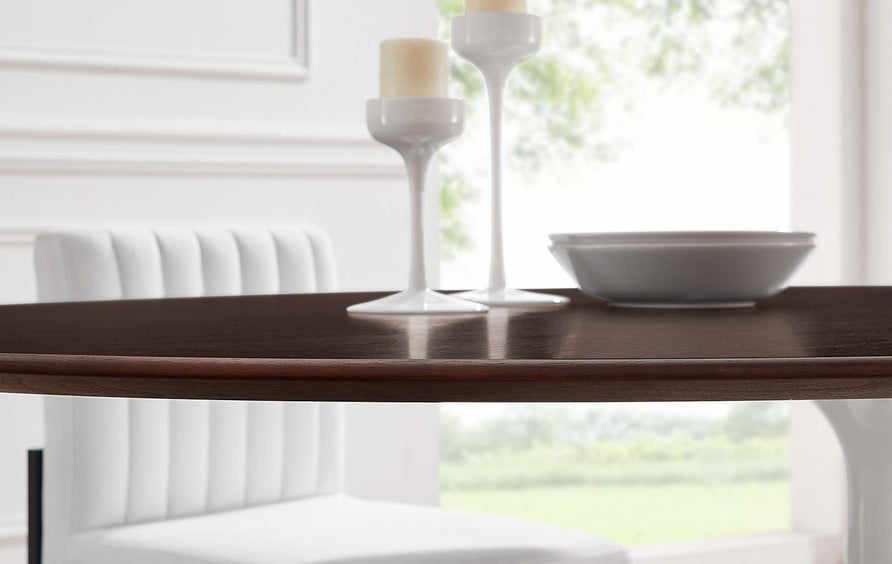Lumen 78" Oval Wood Dining Table in White Cherry Walnut