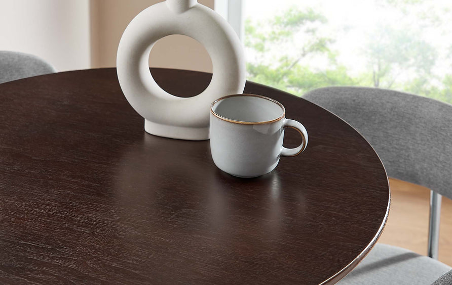 Lumen 28" Round Wood Bar Table in White Cherry Walnut