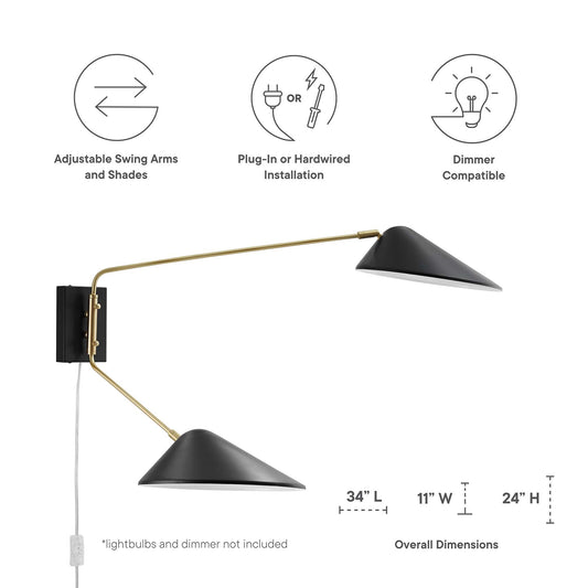 Journey 2-Light Swing Arm Wall Sconce by Furniture for America