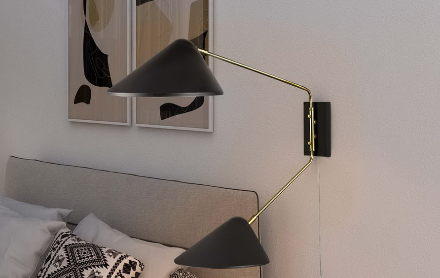 Stella 2-Light Swing Arm Wall Sconce in Black