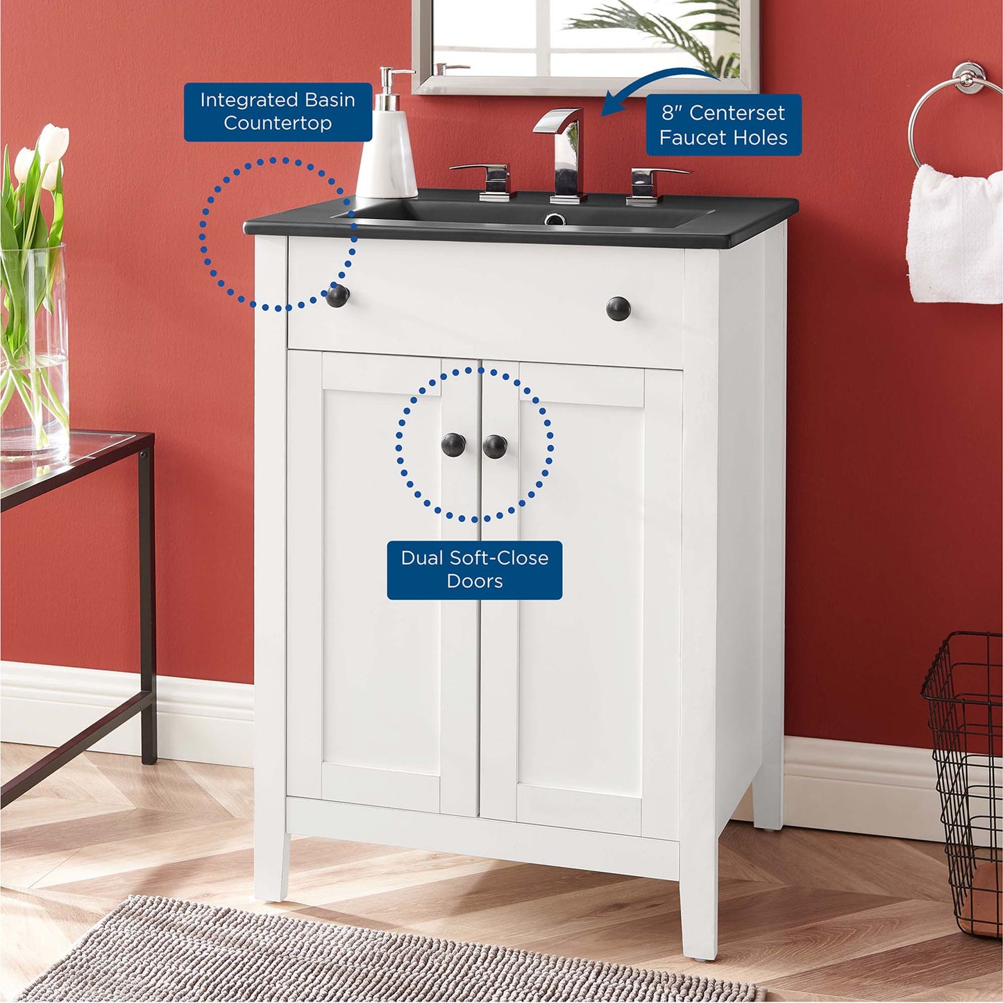 Copal 24" Bathroom Vanity in White Black
