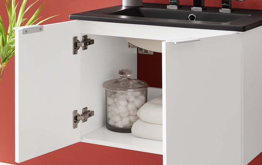Mael 24" Wall-Mount Bathroom Vanity in White Black