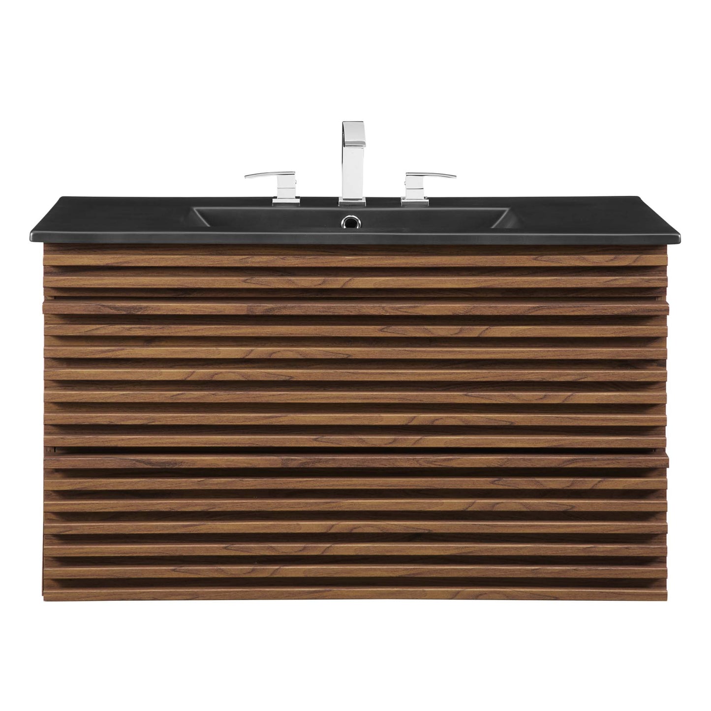Vera 36" Wall-Mount Bathroom Vanity in Walnut Black