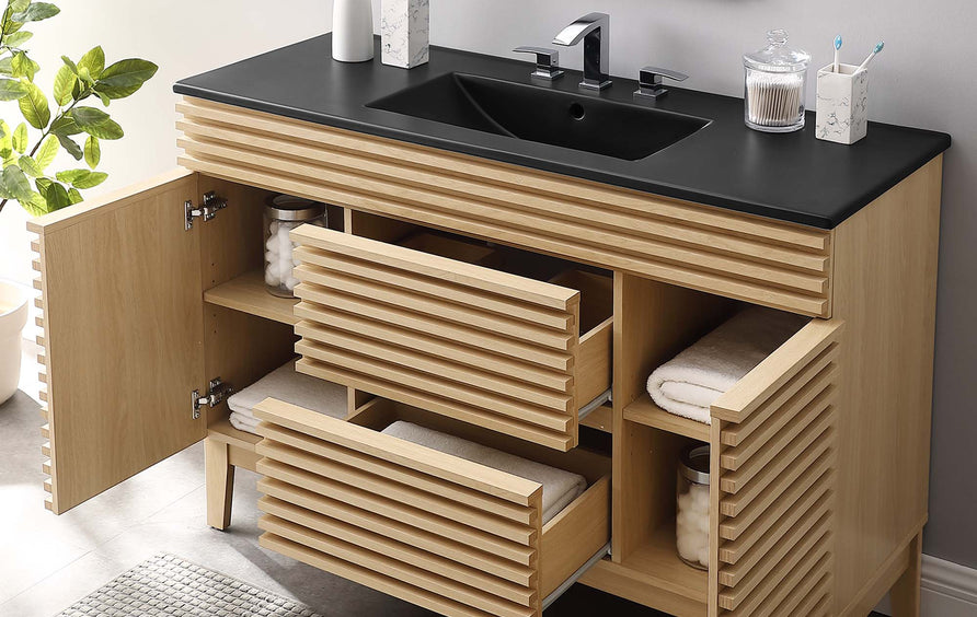 Vera 48" Single Sink Bathroom Vanity in Oak Black