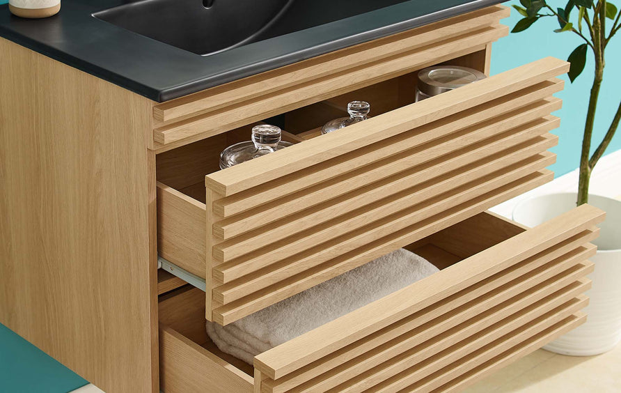 Vera 30" Wall-Mount Bathroom Vanity in Oak Black