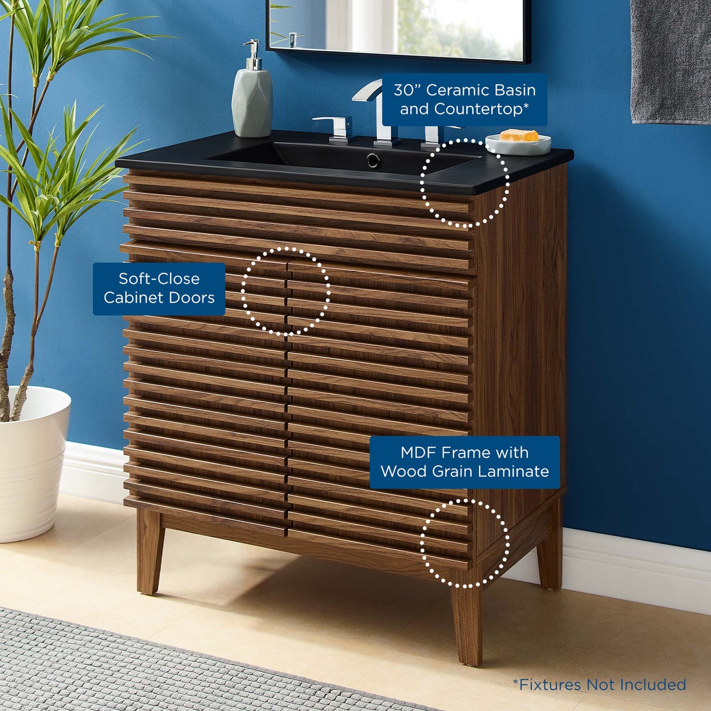 Vera 30" Bathroom Vanity in Walnut Black