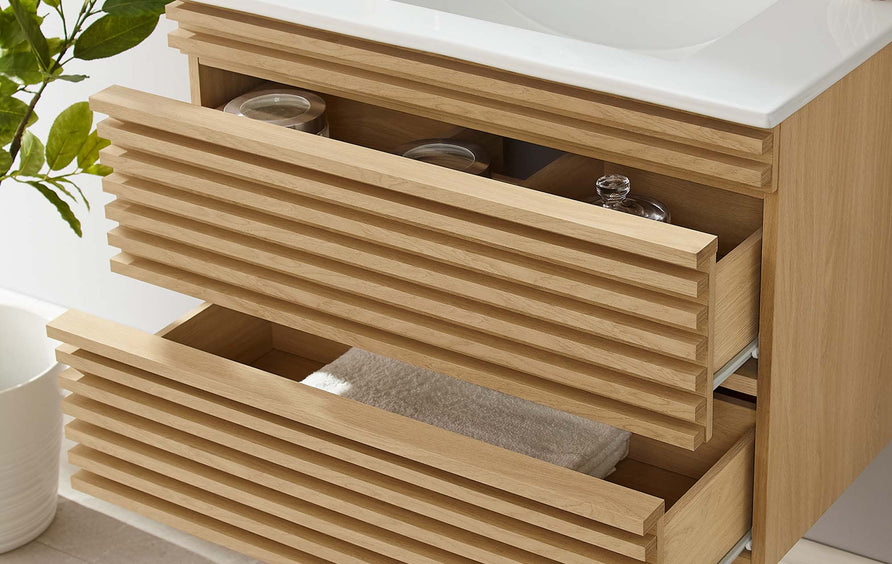 Vera 30" Wall-Mount Bathroom Vanity in Oak White