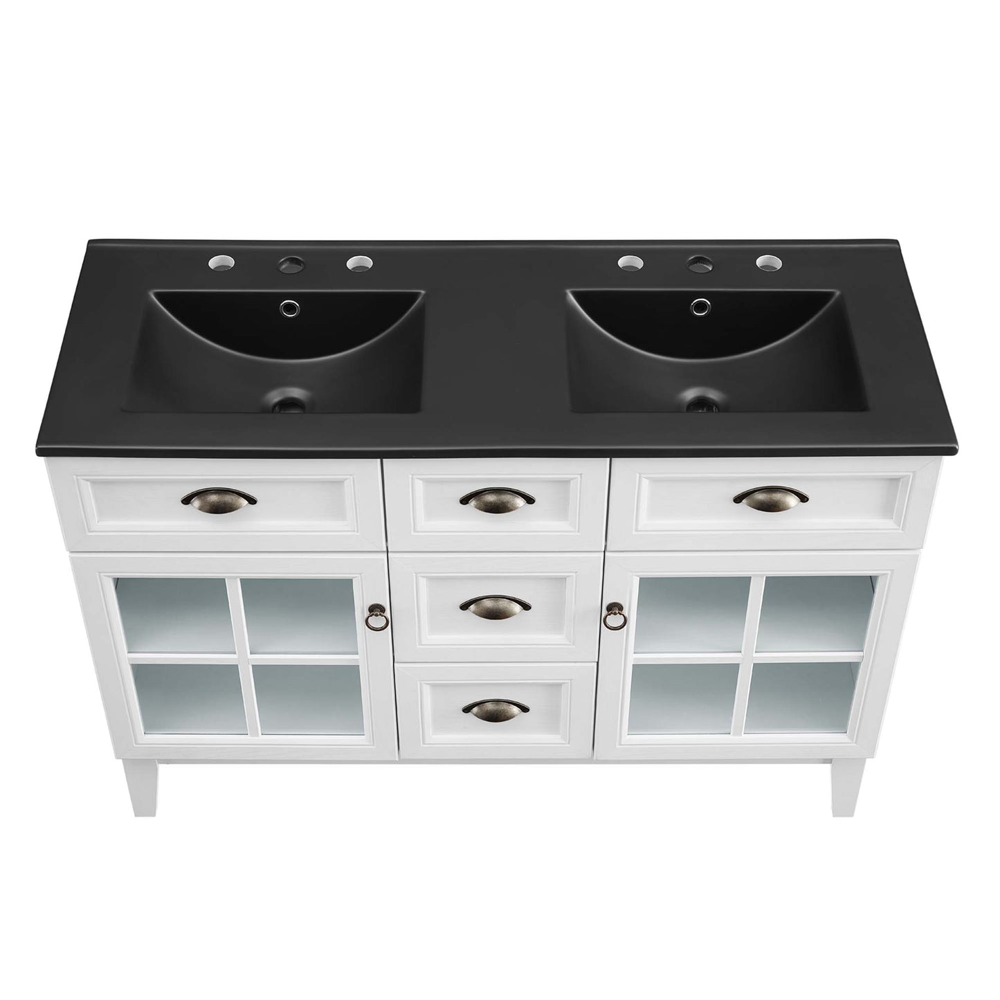 Vance 48" Double Bathroom Vanity Cabinet in White Black