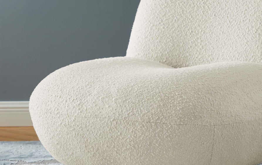 Cuenca Boucle Upholstered Upholstered Fabric Swivel Chair in Black Ivory