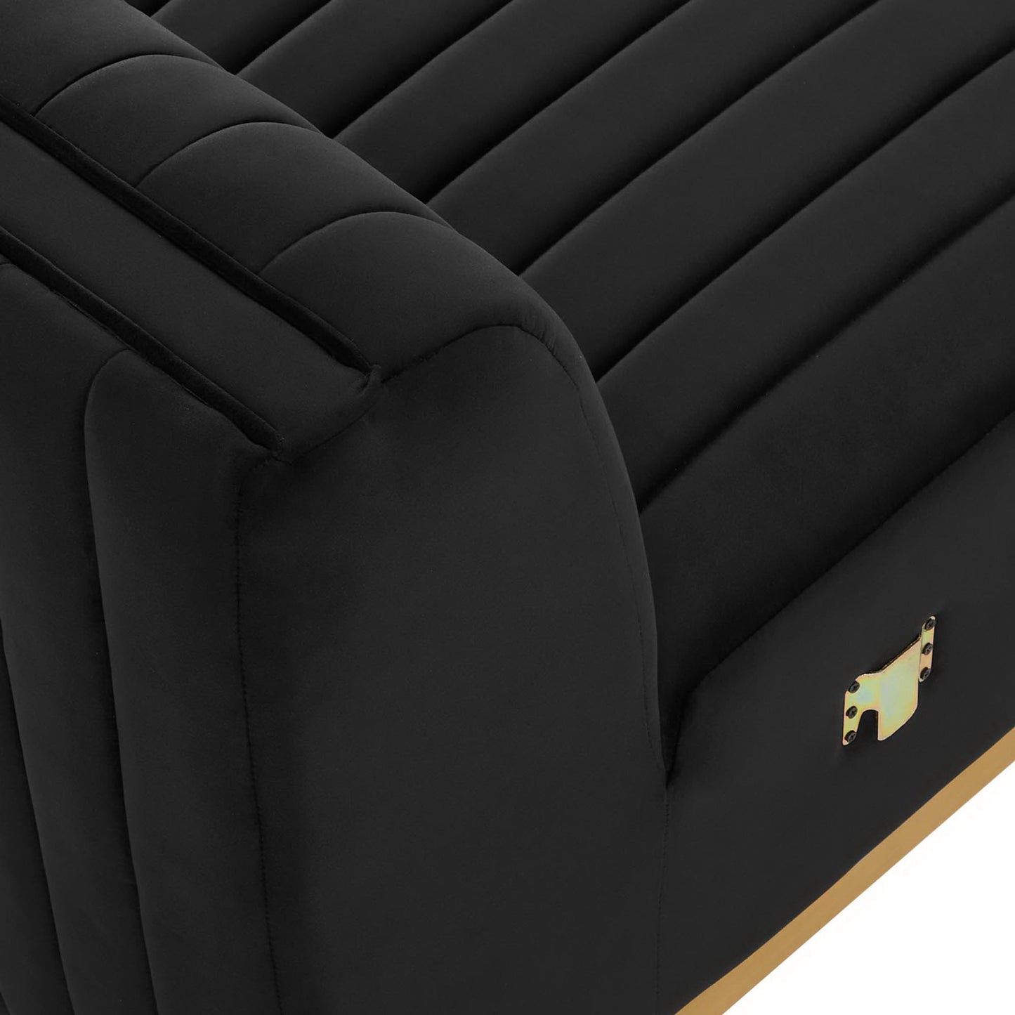 Olive Channel Tufted Performance Velvet Armless Chair in Gold Black
