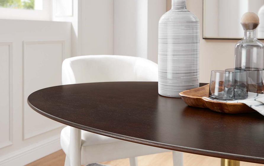 Lumen 60" Oval Wood Dining Table in Gold Cherry Walnut